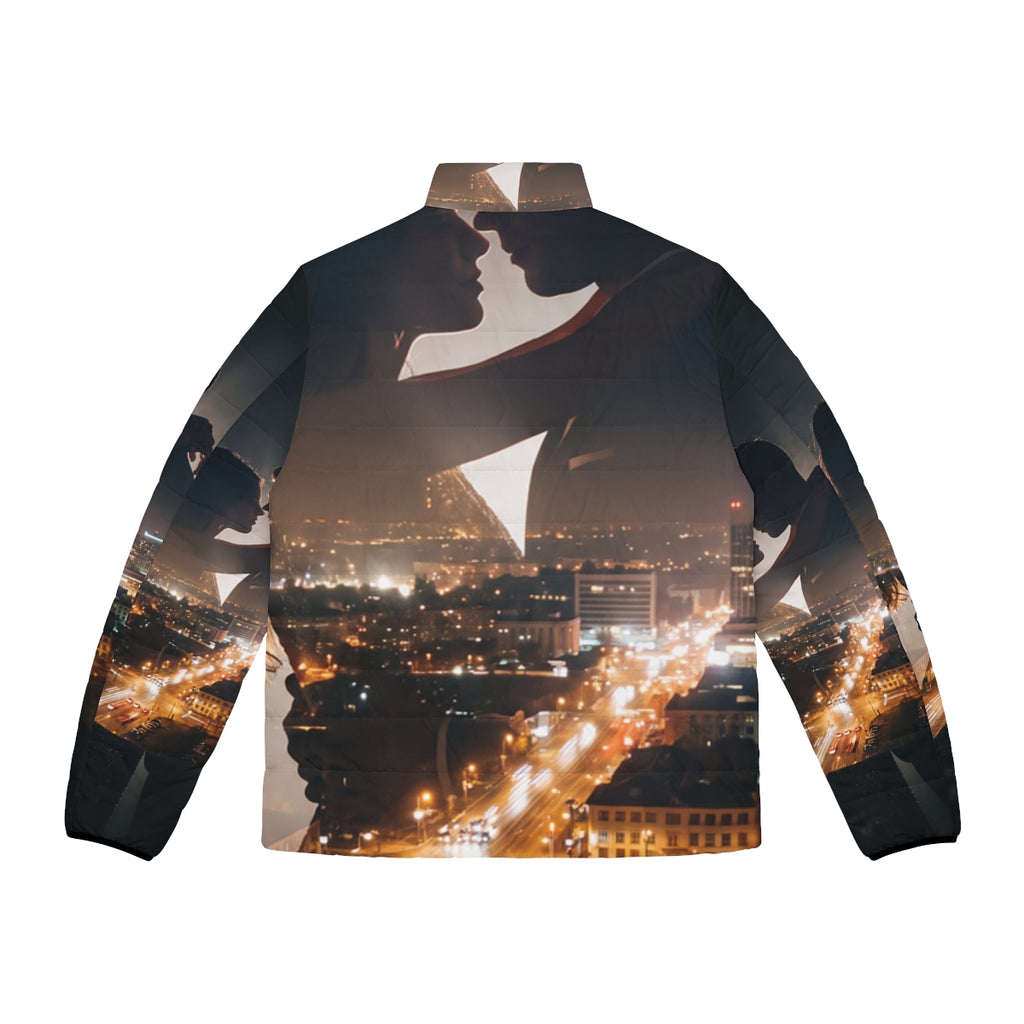 Men's Puffer Jacket - Midnight City Skyline | Echovira...