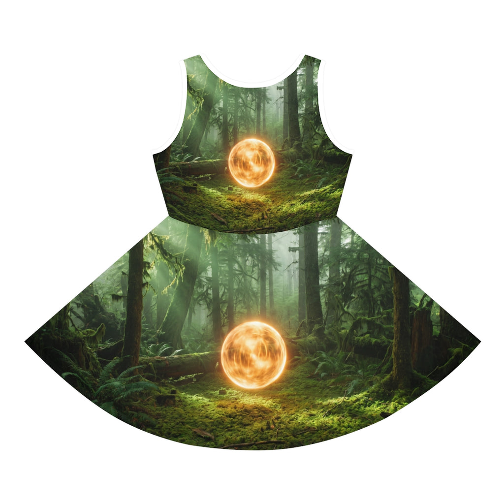 Girls' Sleeveless Sundress with Mystic Forest Art