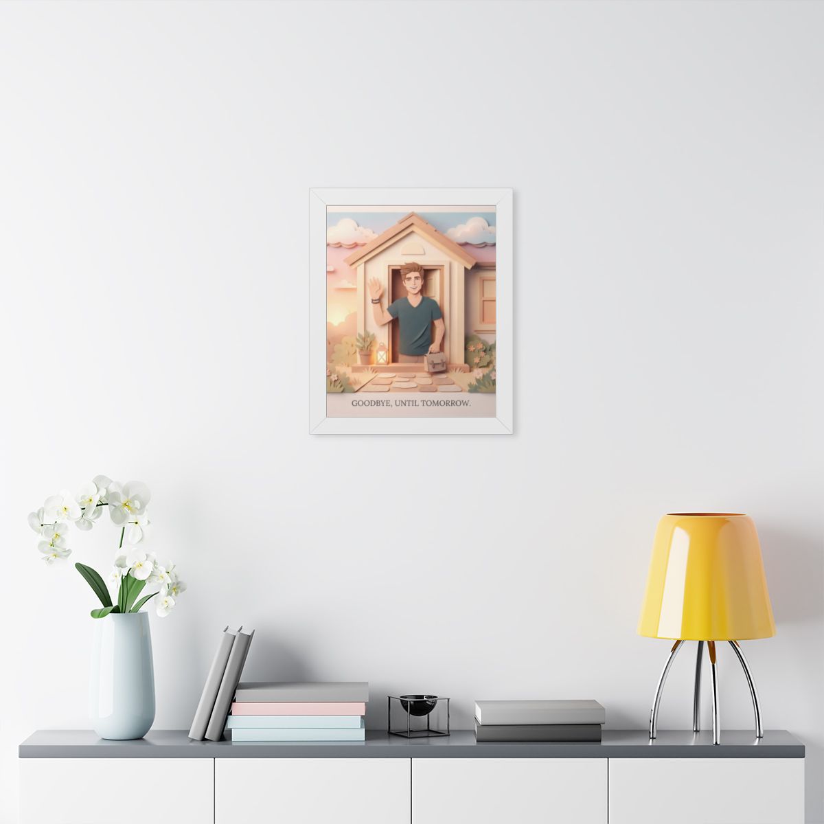 Framed Vertical Poster - Safe Journey Paper Cut Home Art —...