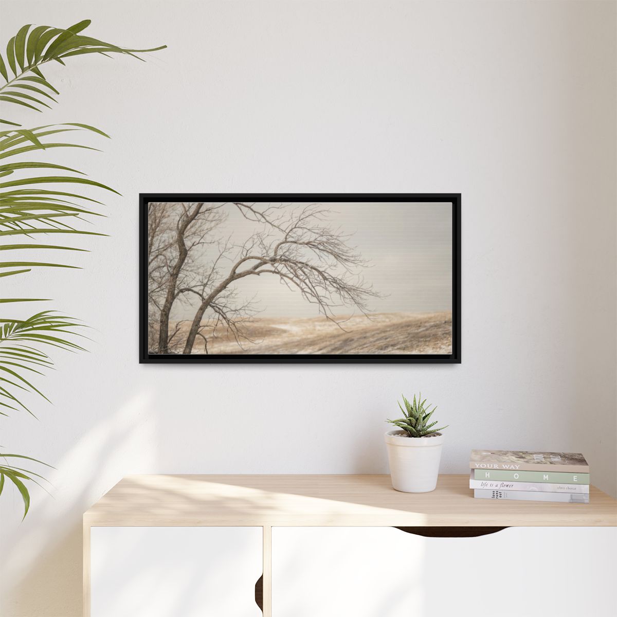 Matte Canvas, Framed - Winter Branch Solitude Landscape —......