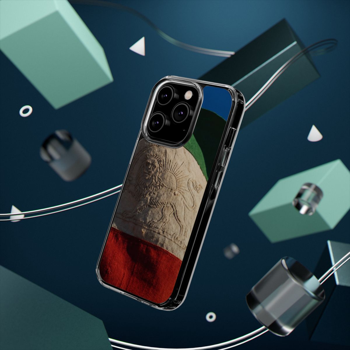 Clear Impact-Resistant Apple iPhone Cases - Vintage Lion & Sun Flag | iPhone 17 Pro Max, 17 Pro, 17 Air & More