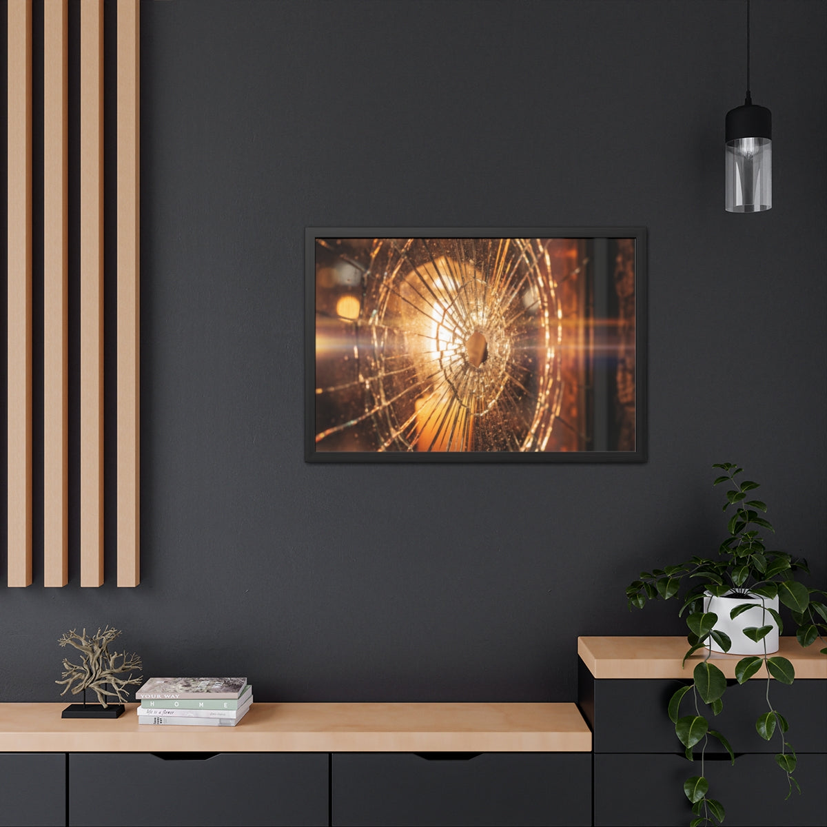 Framed Poster - Moody Fractured Glass — Landscape