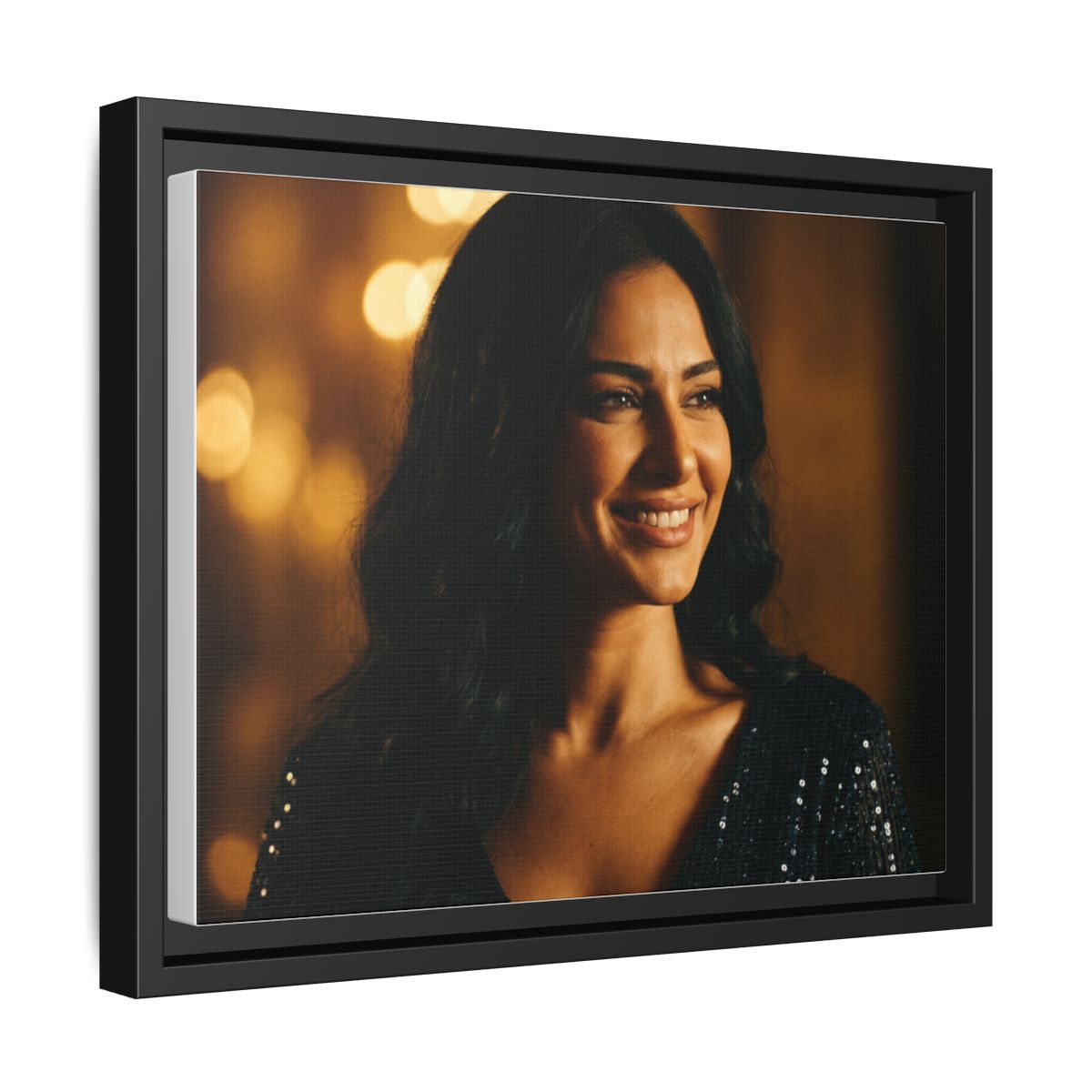 Framed Canvas Art - Golden Glamour — Black / 1.25"