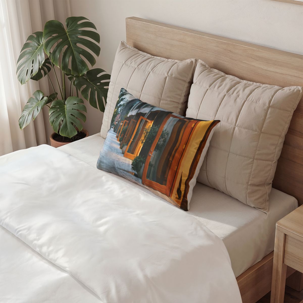Cotton Pillow Sham - Twilight Courtyard | Echovira Gallery