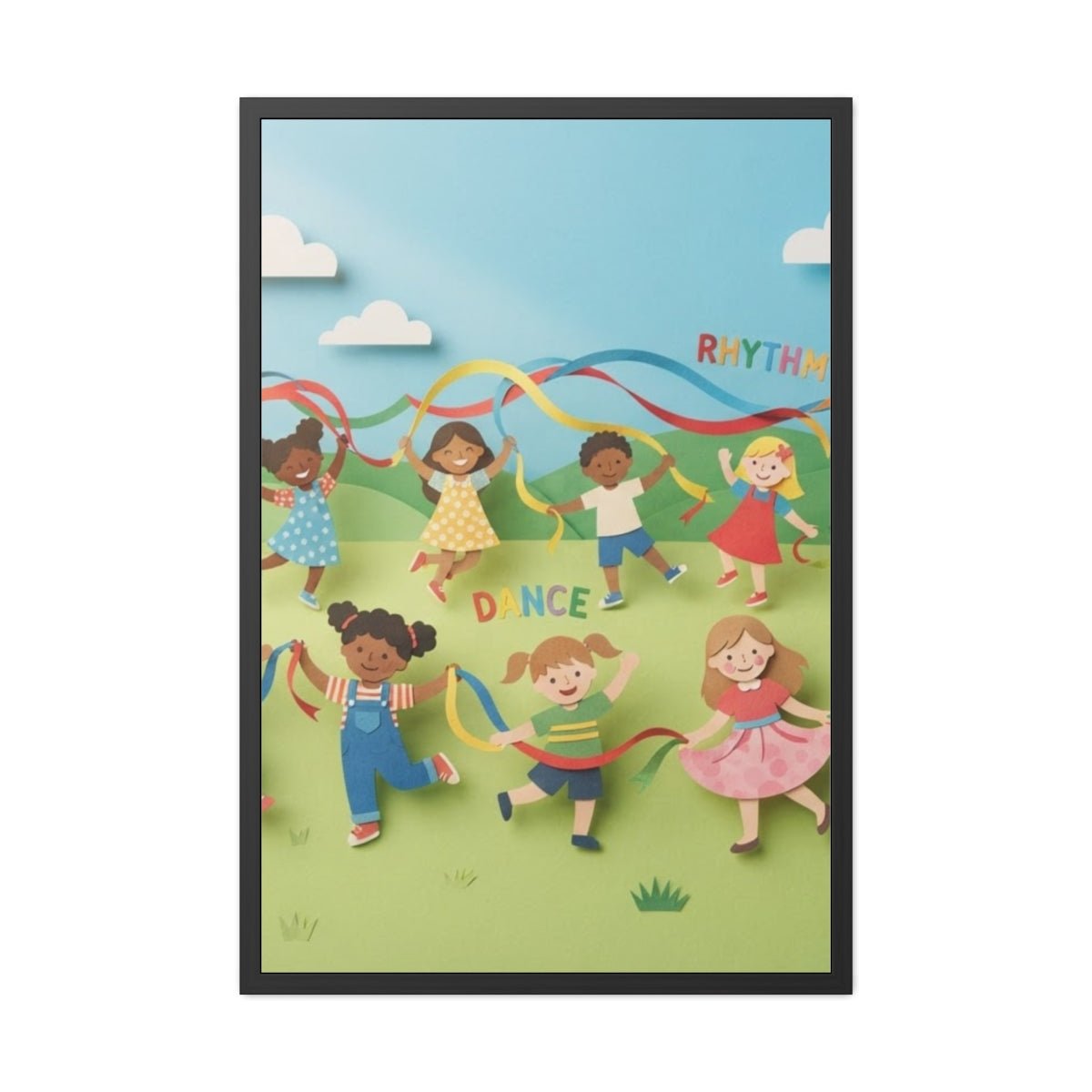 Framed Poster - Joyful Meadow Ribbon Dance — Portrait (8×12...