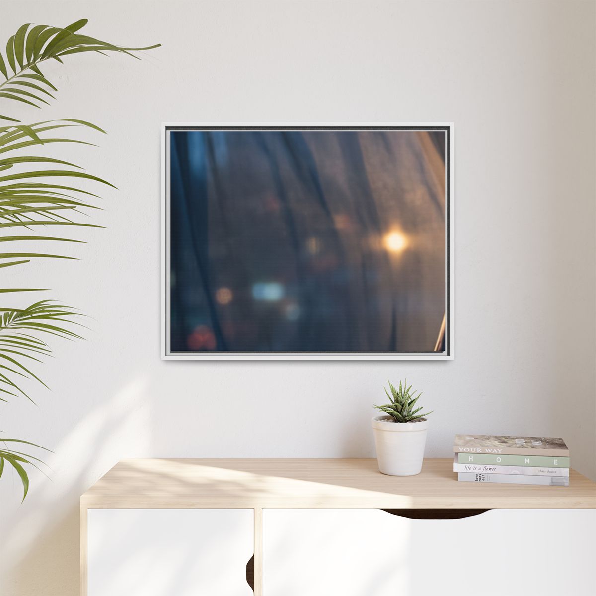 Matte Canvas, Framed - Nocturnal Solitude Silhouette — White...