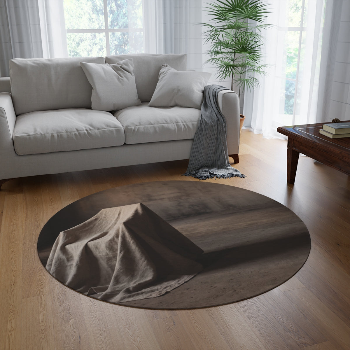 Round Rug - Draped Form Minimalist Sanctuary