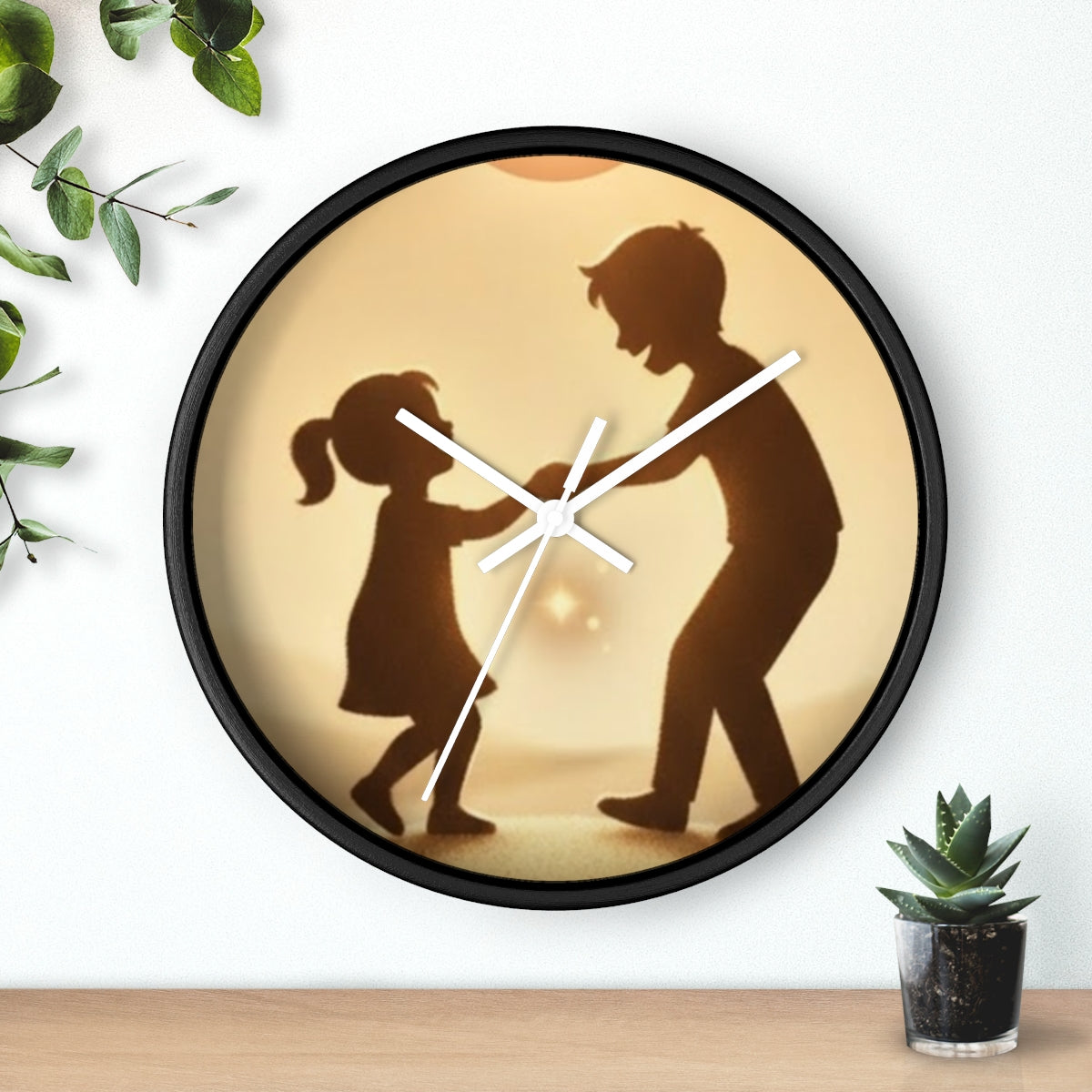 Wall Clock - Golden Hour Joy Sibling Art | Echovira Gallery