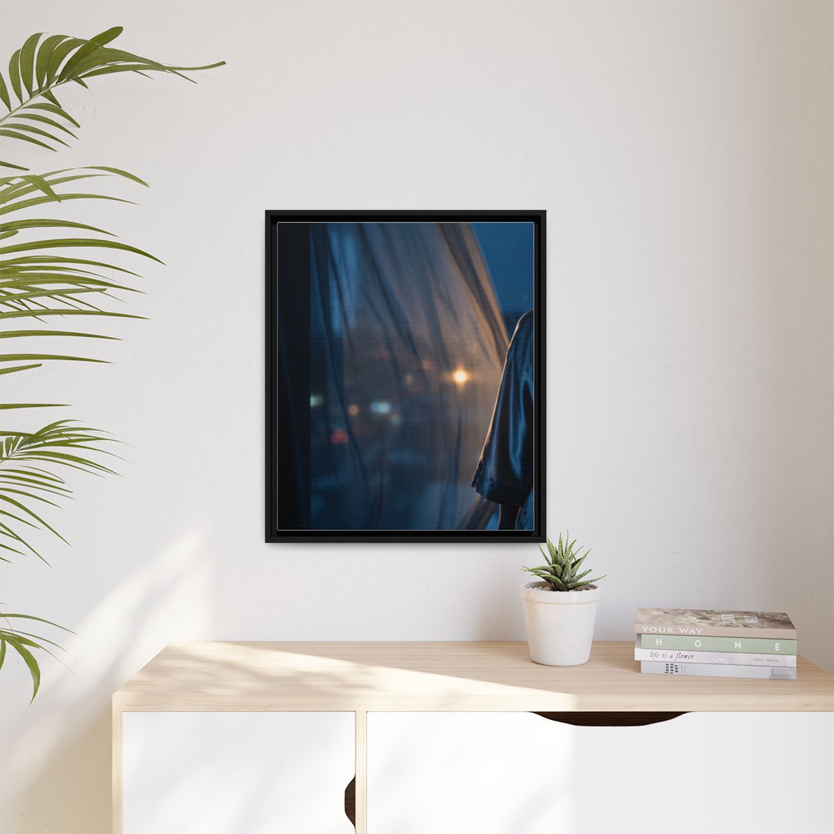 Matte Canvas, Framed - Nocturnal Solitude Silhouette — Black...