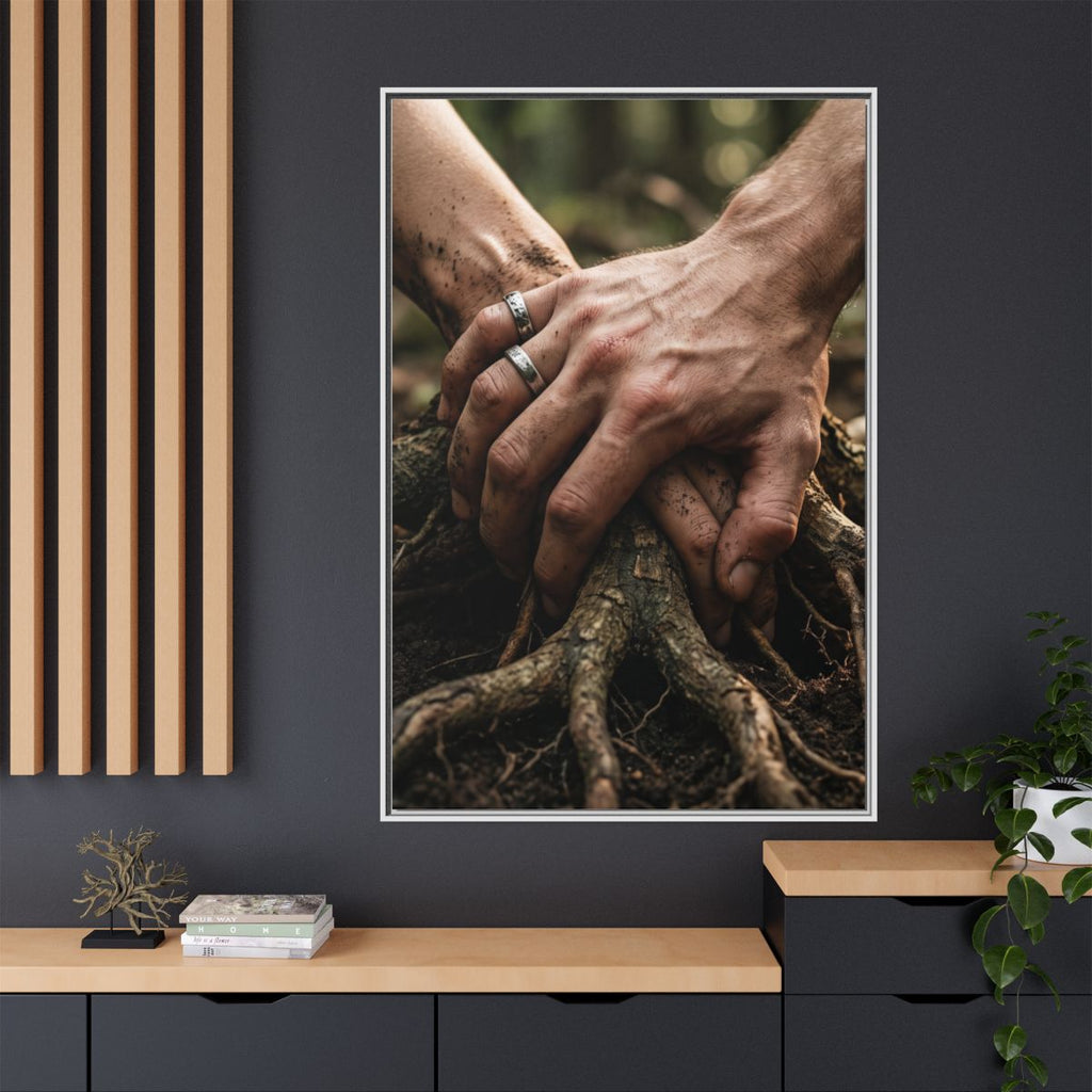 Portrait Framed Matte Canvas Rooted Hands Art