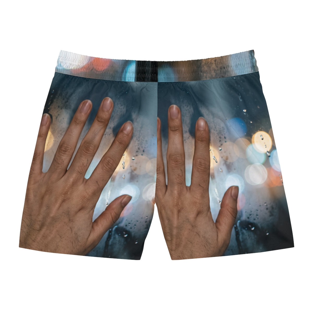 Men's Swim Shorts with Rainy Nocturnal City Art