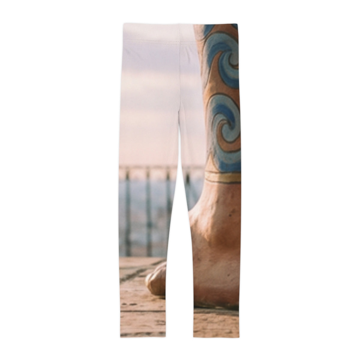 Kids Leggings with Mediterranean Statue Art