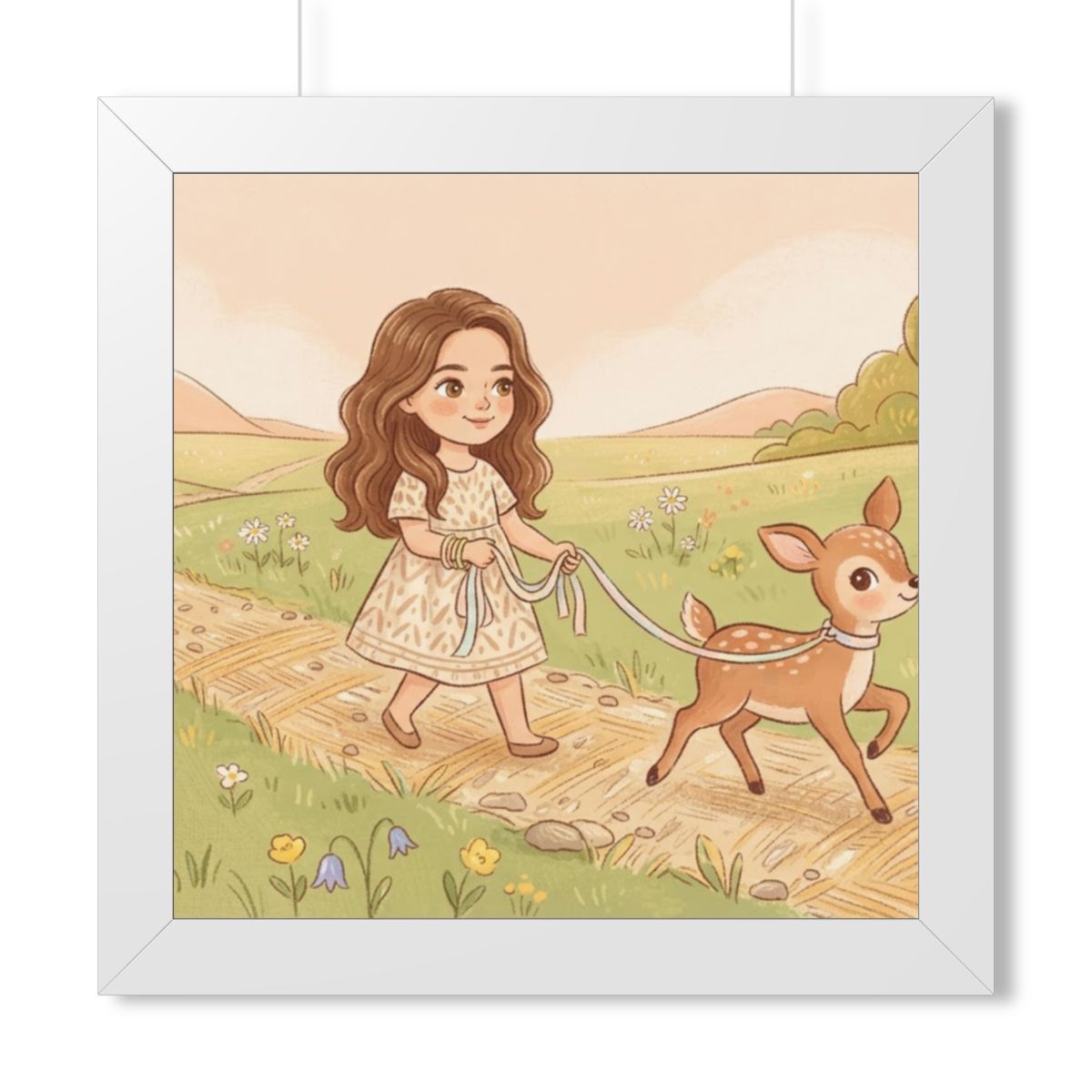 Framed Vertical Poster - Meadow Walk Fawn — White (11×14......