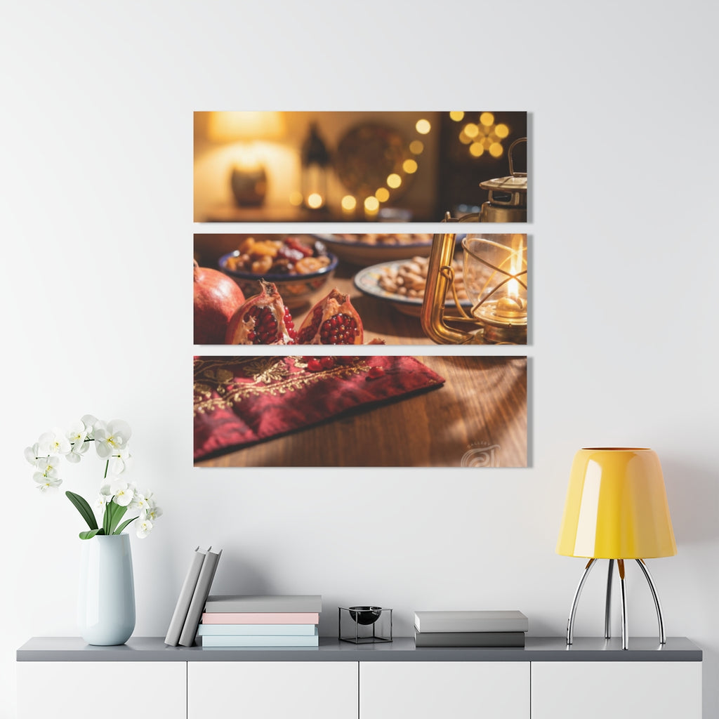 Acrylic Prints Triptych - Oasis Pomegranate — Landscape |...