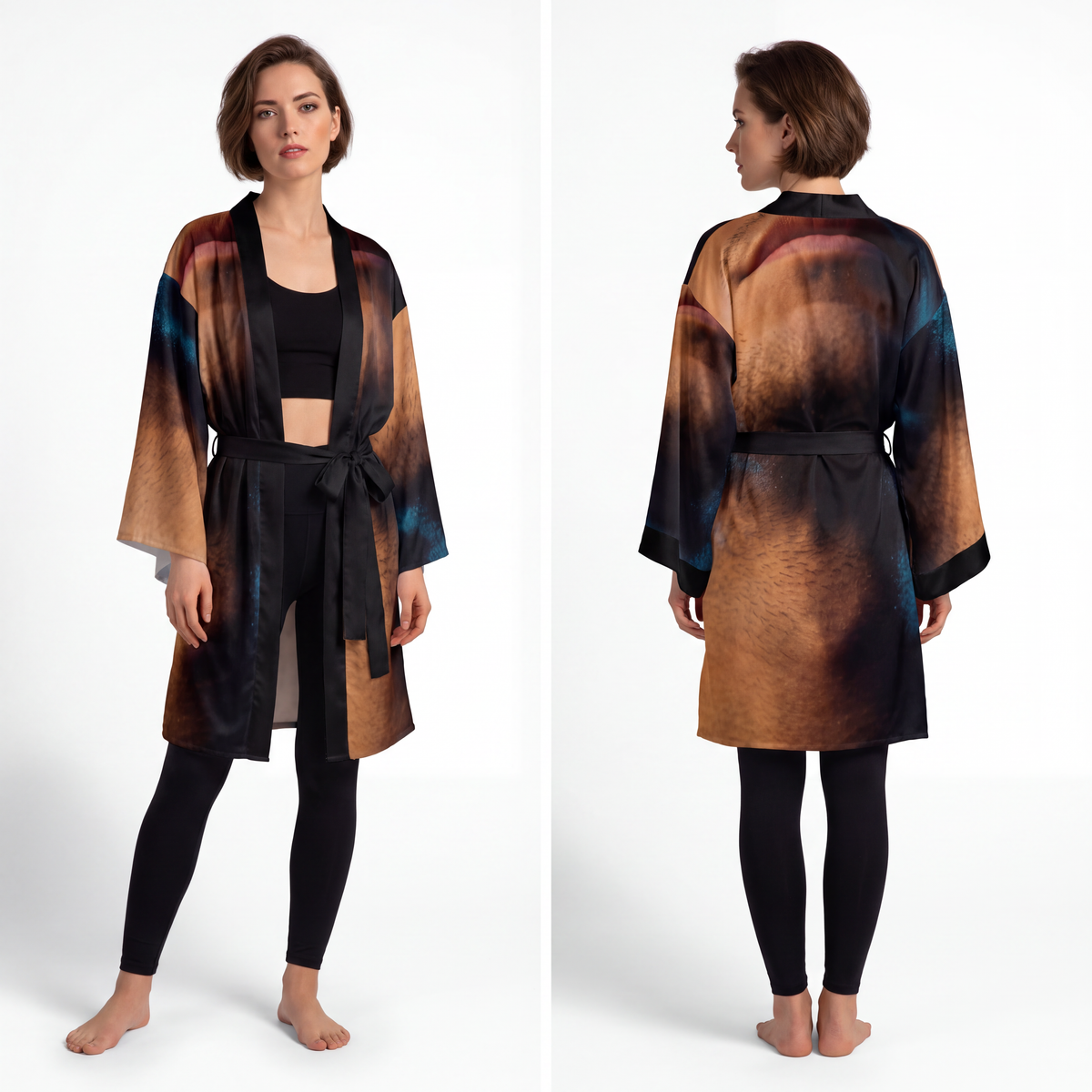 Long Sleeve Kimono Robe - Neon Horizon Portrait | Echovira...