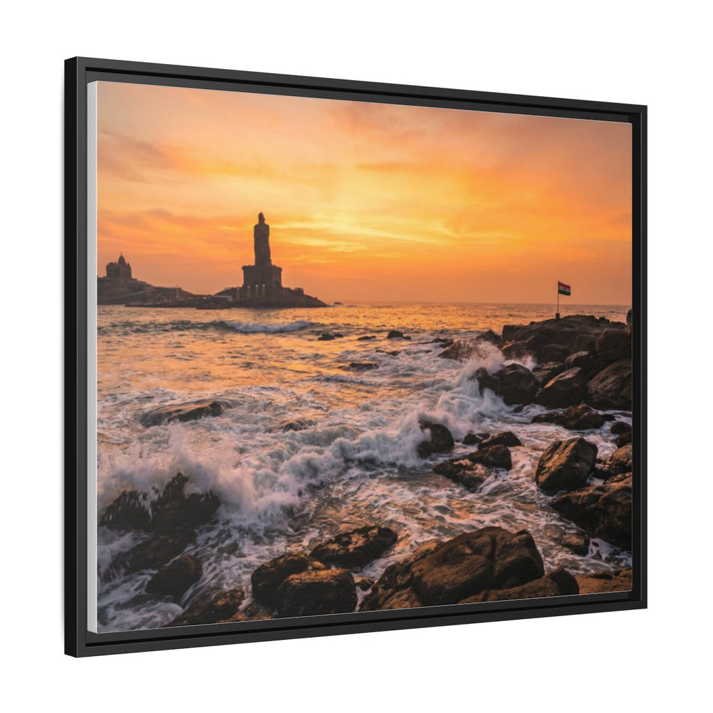 Framed Canvas - Golden Coast Dawn — Black / 1.25"