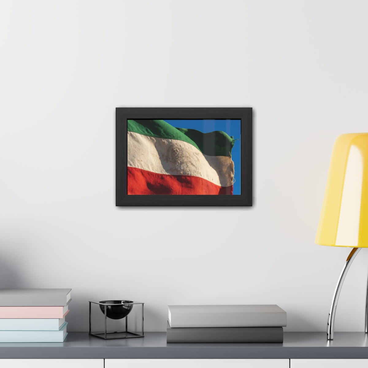 Framed Posters - Vintage Persian Lion and Sun Heritage Flag...