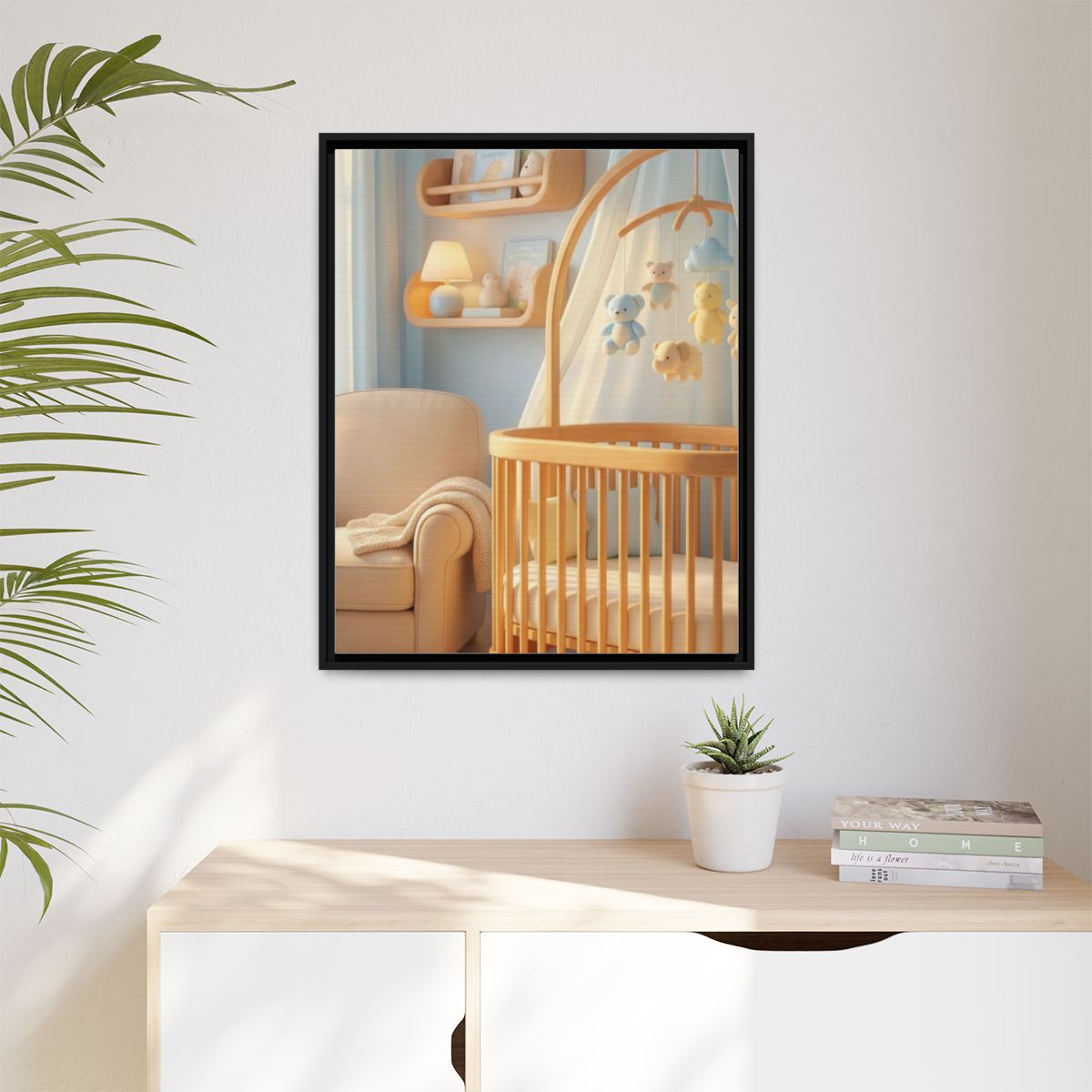 Matte Canvas, Framed - Dreamy Serene Nursery Art — Black /...