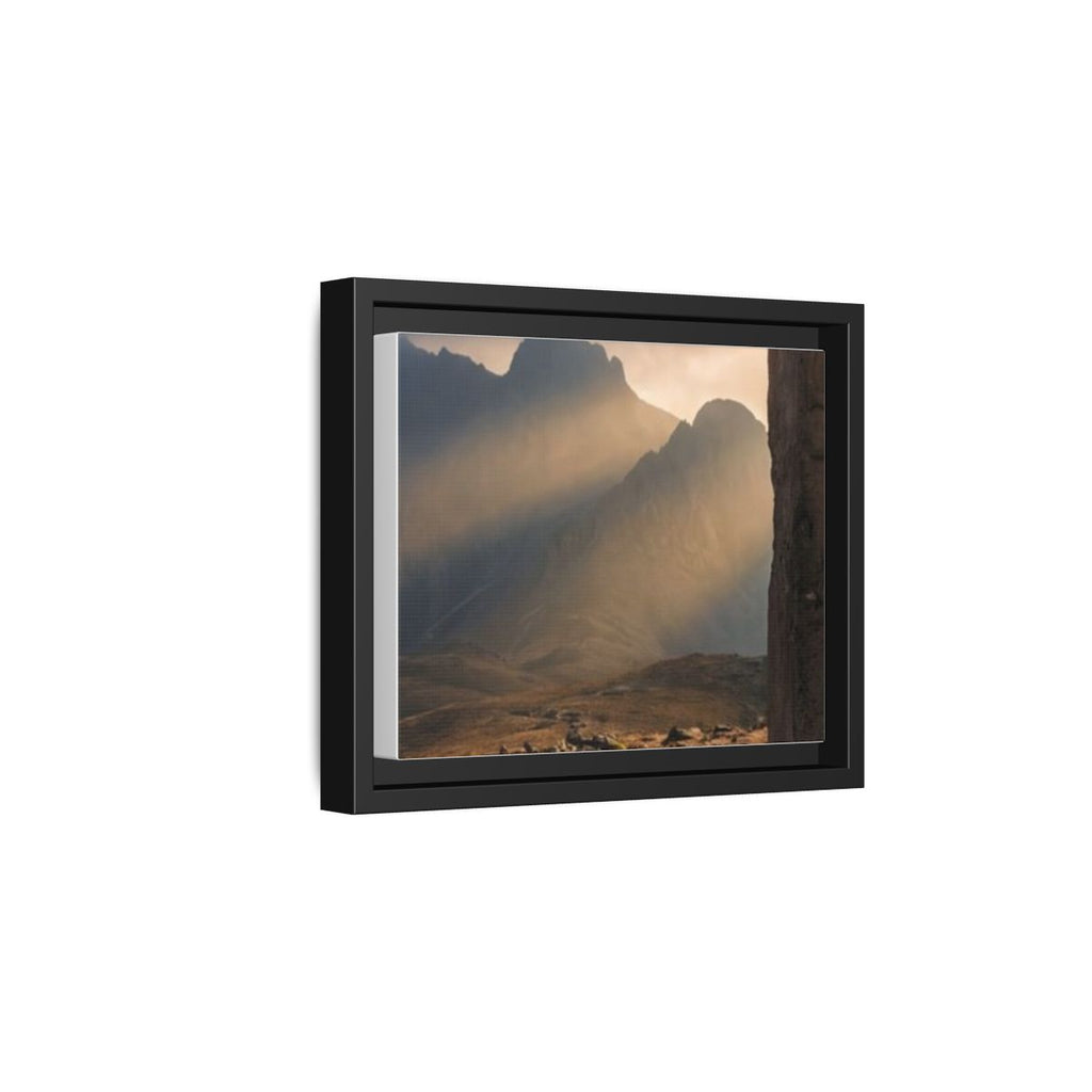 Matte Canvas, Framed - Ancient Stone Column Mountain Sunset Art (10×8, 12×9, 14×11, 16×12, 20×10, 18×12, 20×16, 24×16, 24×18, 36×12, 24×20, 32×16, 30×20, 30×24, 32×24, 48×16, 36×24, 48×24, 40×30, 60×20, 48×32, 60×30 & 60×40)