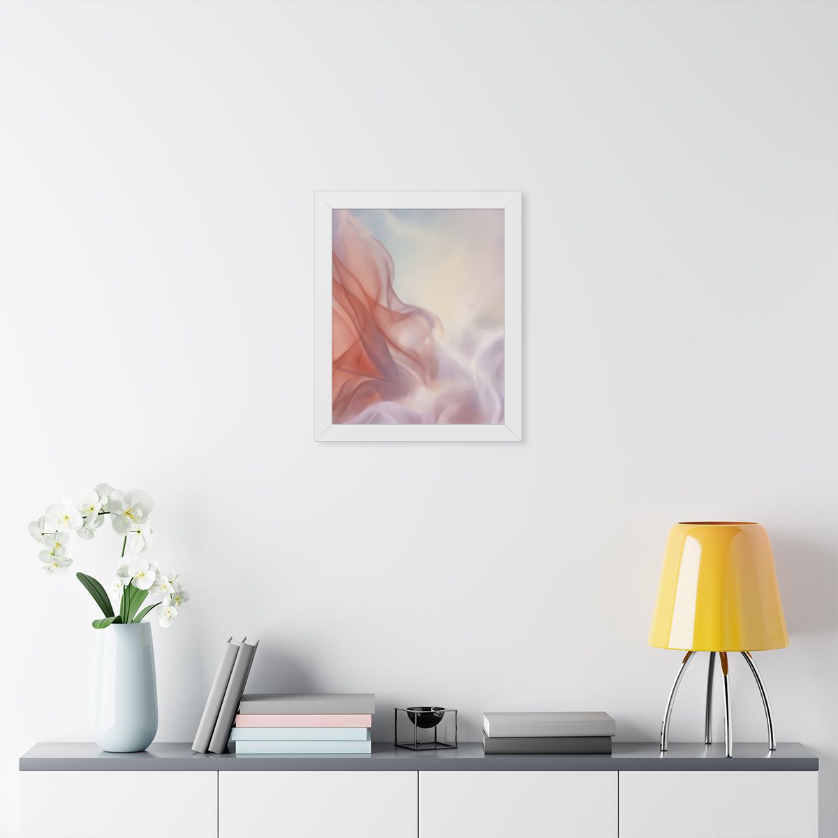 Framed Vertical Poster - Ethereal Silk Flow Pastel... |...