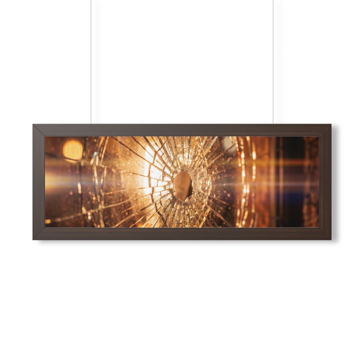 Framed Horizontal Poster - Shattered Amber Glass Art —... |...