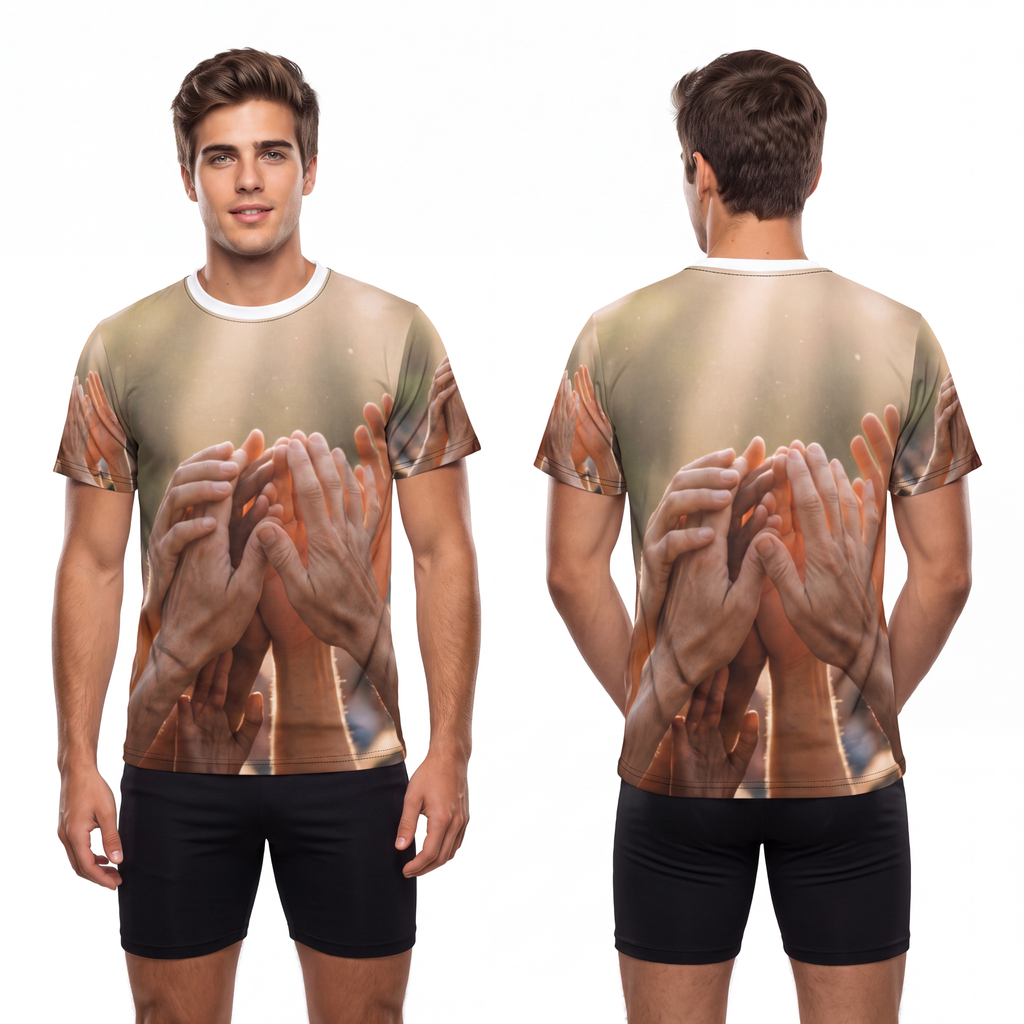 Men's Unisex Cut & Sew Tee - Golden Rays of Unity Wall Art |...