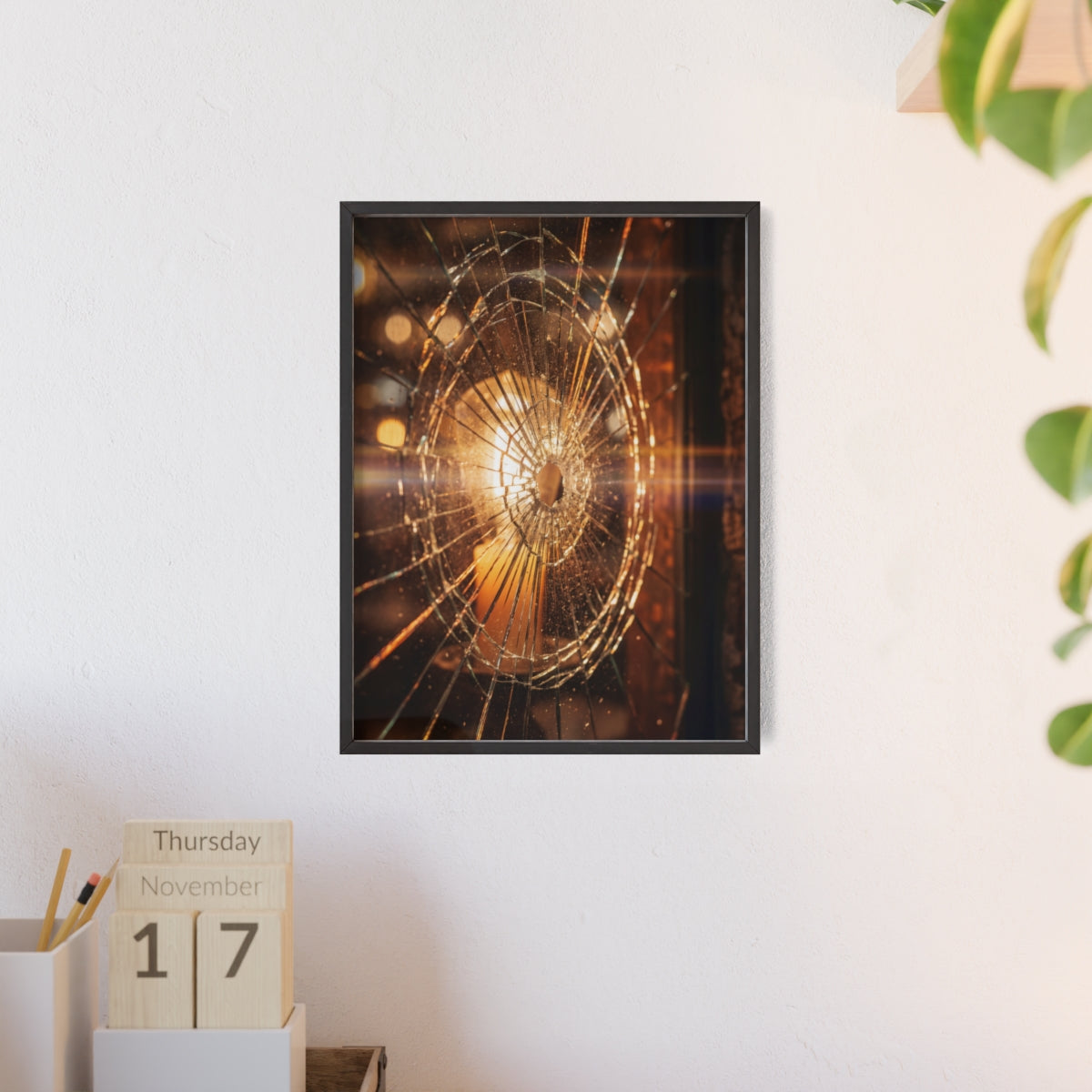 Wood Framed Poster - Cinematic Fracture — Portrait