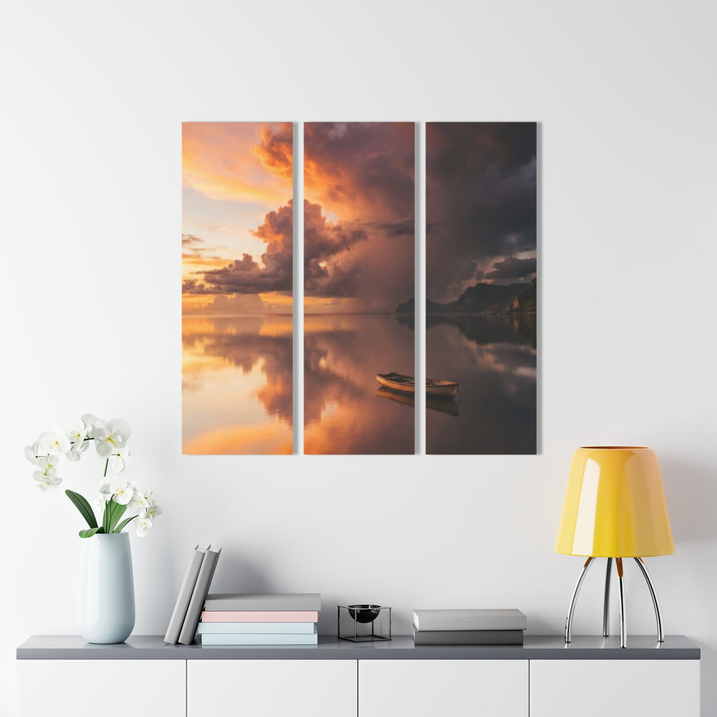 Acrylic Prints Triptych - Sunset Reflection — Portrait |...
