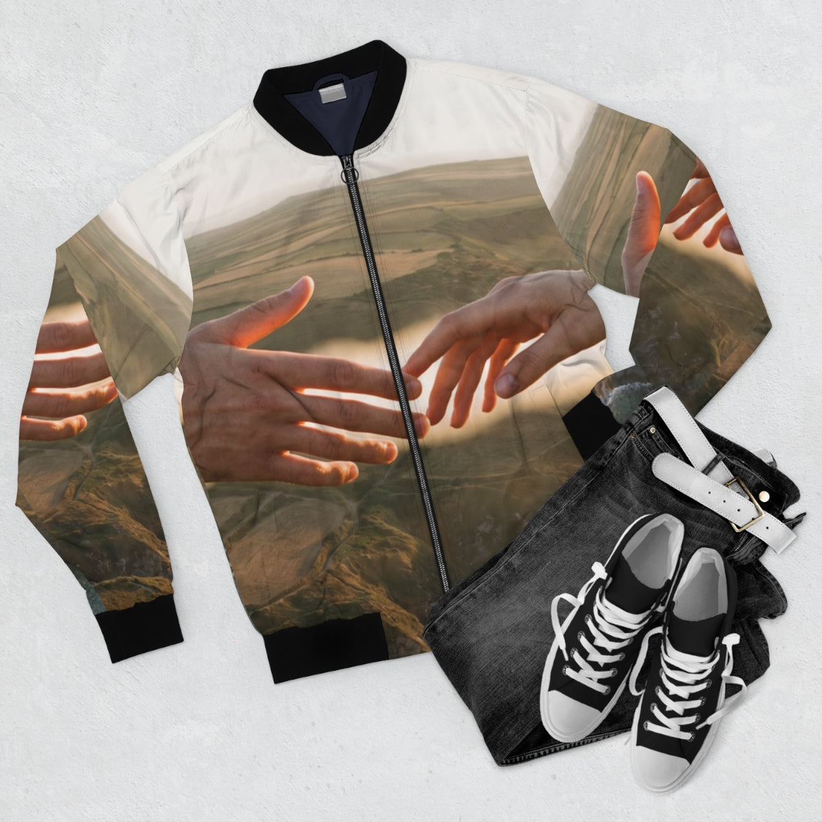 Men's Bomber Jacket - The Infinite Touch | Ethereal Coastal...