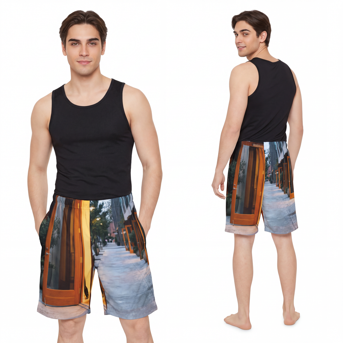 Men's Sports Shorts - Twilight Promenade | Echovira Gallery