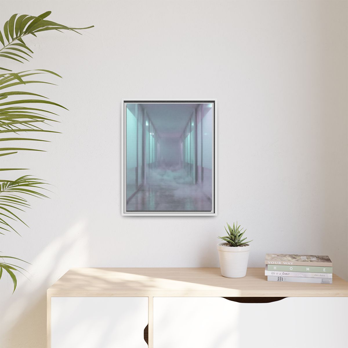 Matte Canvas, Framed - Liminal Corridor Fog Art Print —... |...