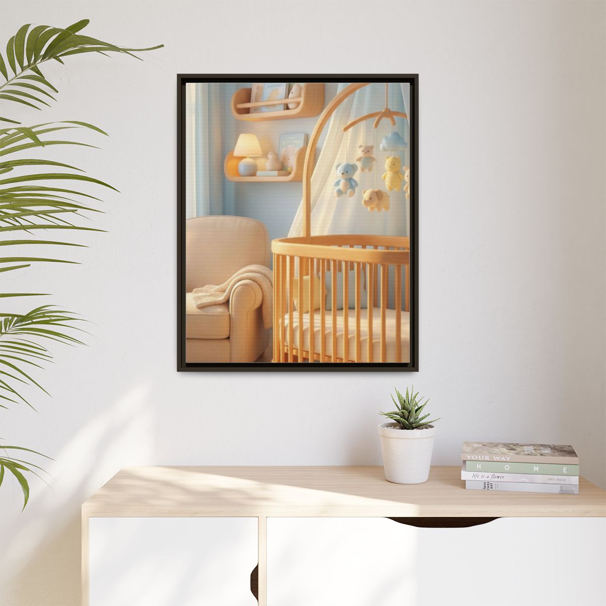 Matte Canvas, Framed - Dreamy Serene Nursery Art — Espresso...