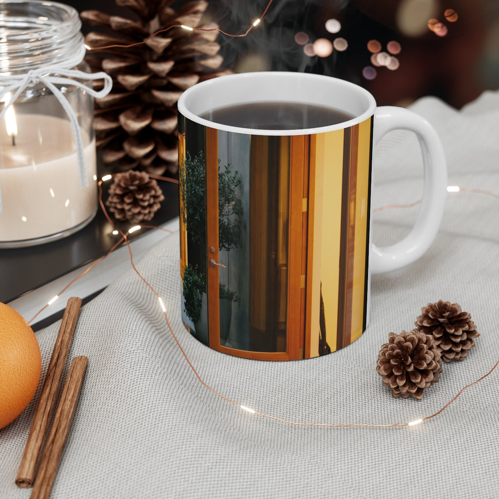 11oz White Mug - Twilight Promenade Glow | Echovira Gallery