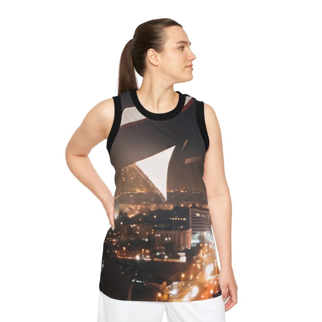 Basketball Jersey - Midnight City Skyline | Echovira Gallery