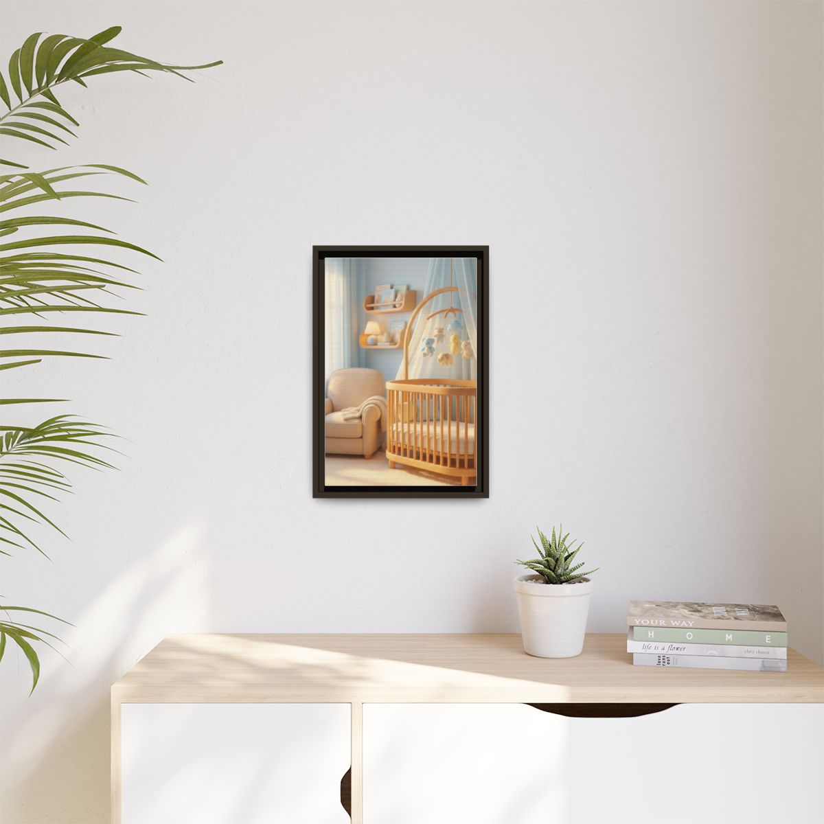 Matte Canvas, Framed - Dreamy Serene Nursery Art — Espresso...