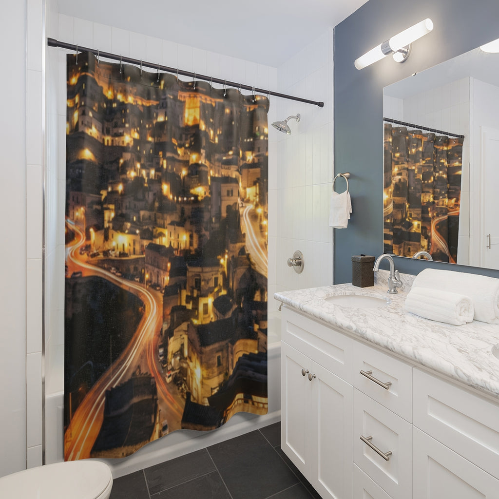 Shower Curtain - Matera Night Lights | Echovira Gallery
