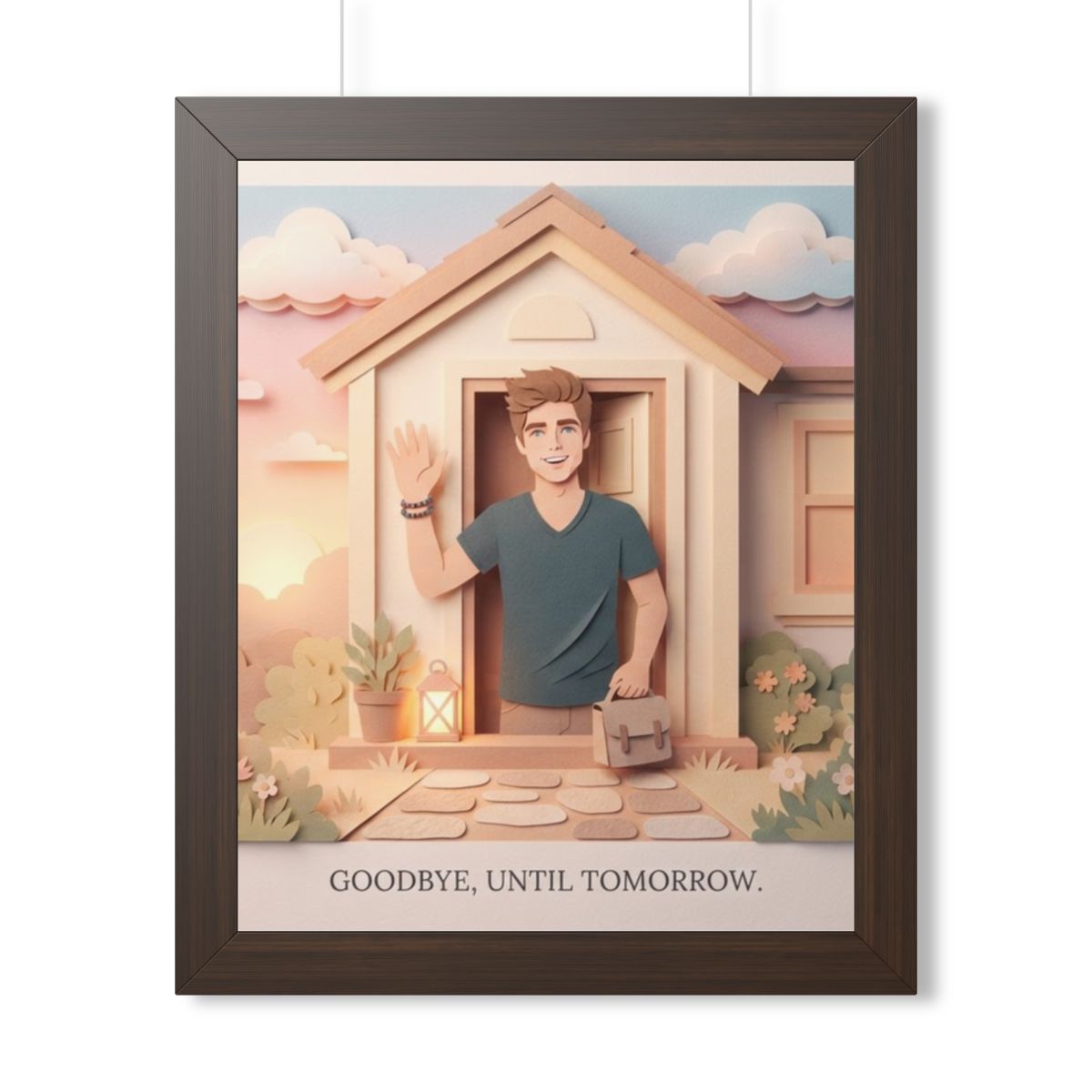 Framed Vertical Poster - Safe Journey Paper Cut Home Art —...