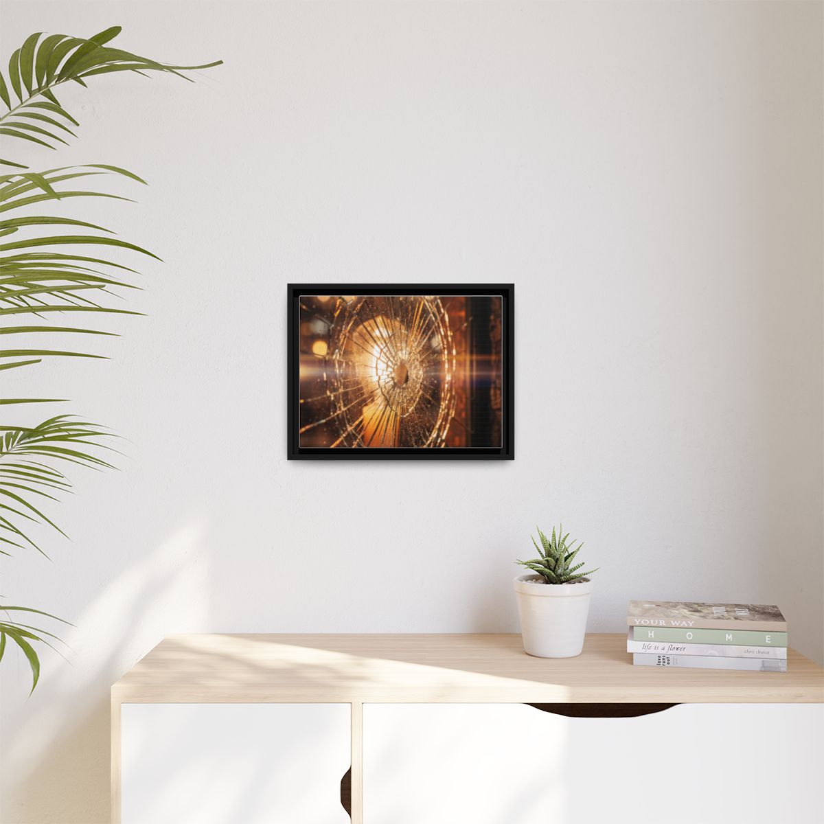 Matte Canvas, Framed - Golden Fractured Art — Black / 1.25"...