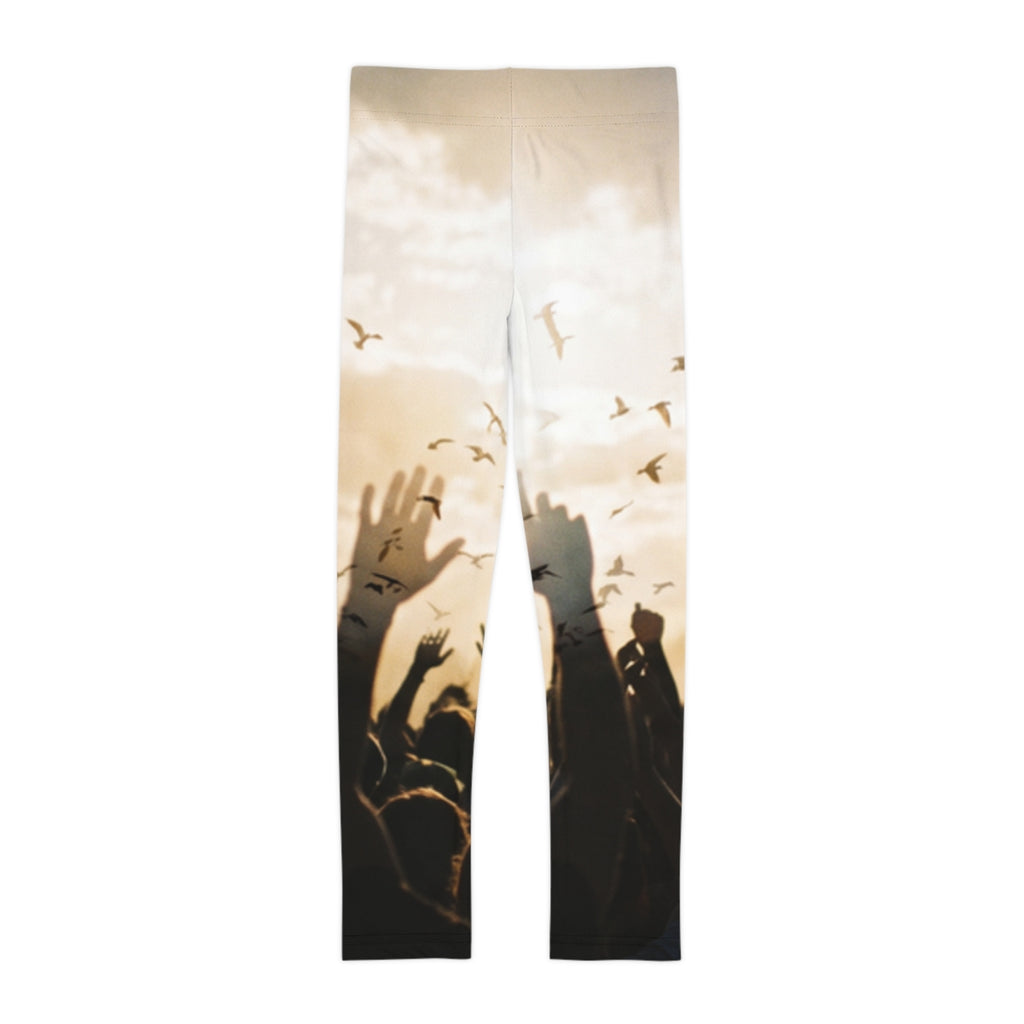 Kids Leggings Sunset Festival Birds Art