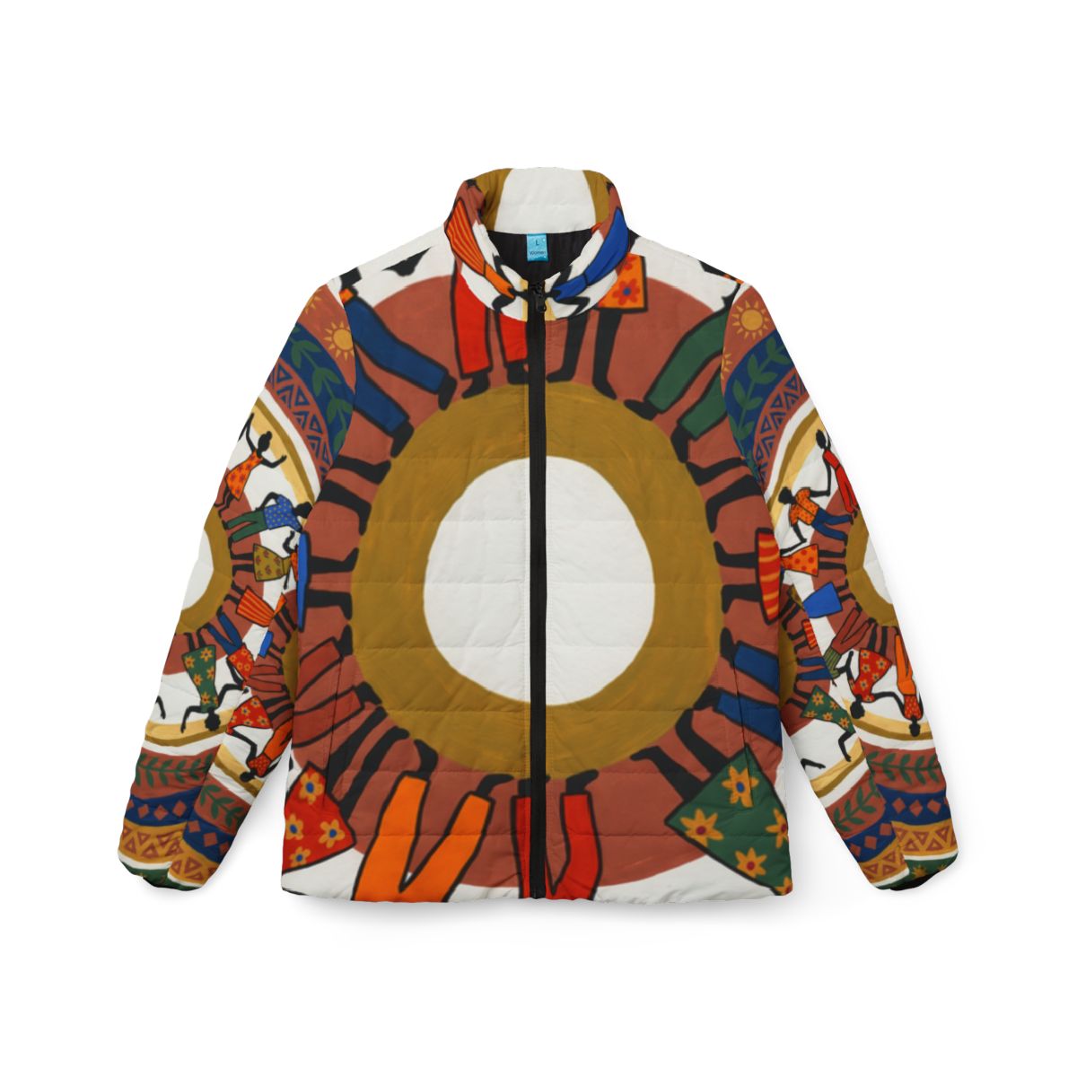 Women's Puffer Jacket - Unity Mandala Folk Art | Echovira...