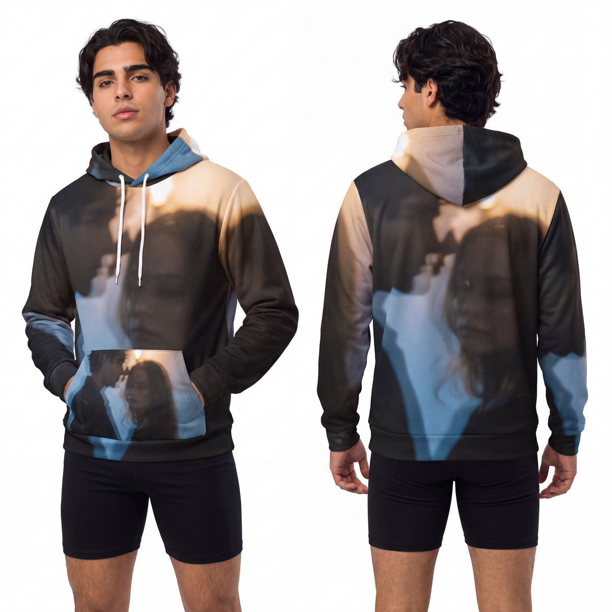 Men's Midnight Reflections Hoodie - Moody Fashion Pullover |...