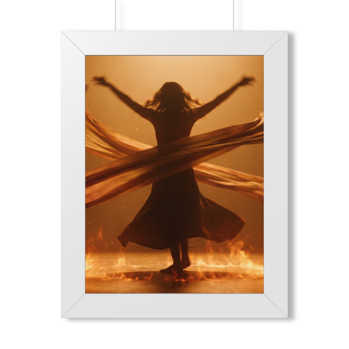 Framed Vertical Poster - Fire Dance Ascent — White (11×14......