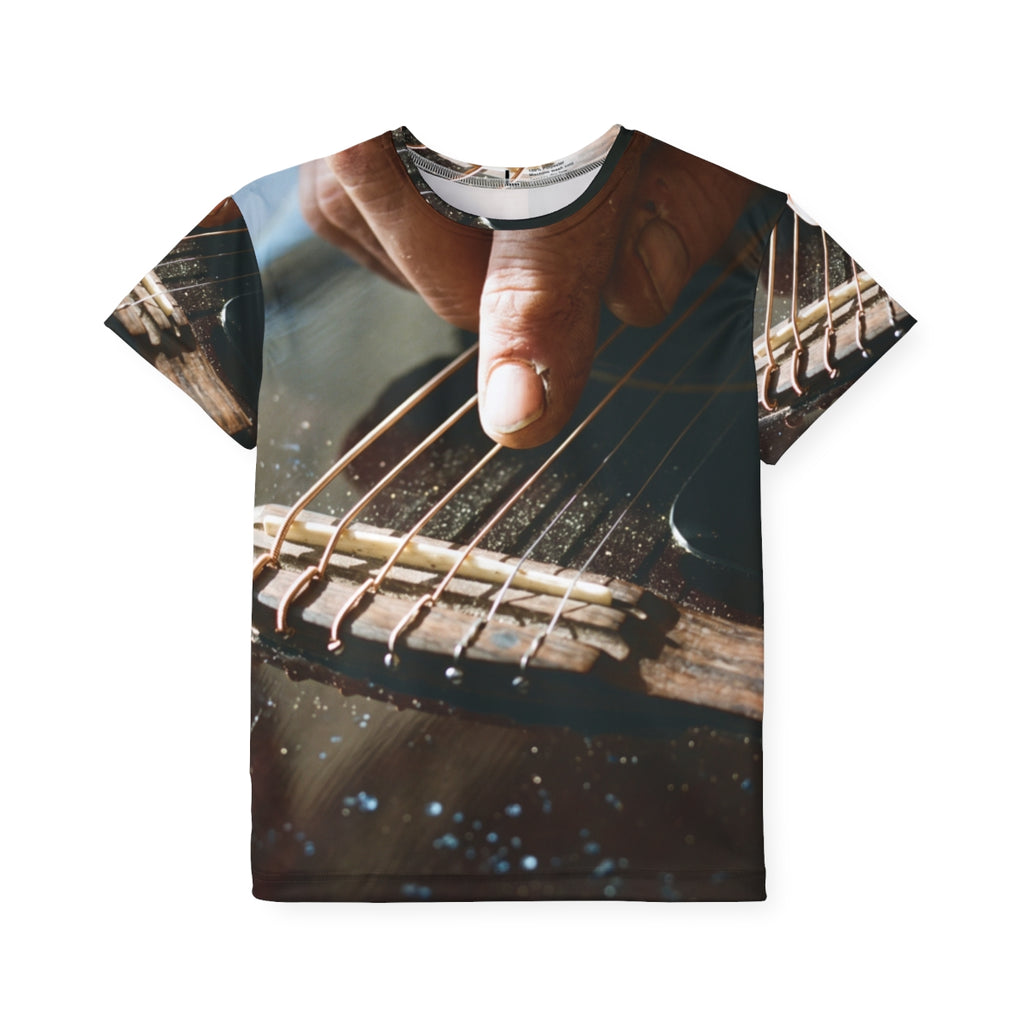 Kids Sports Jersey with Acoustic Guitar Art