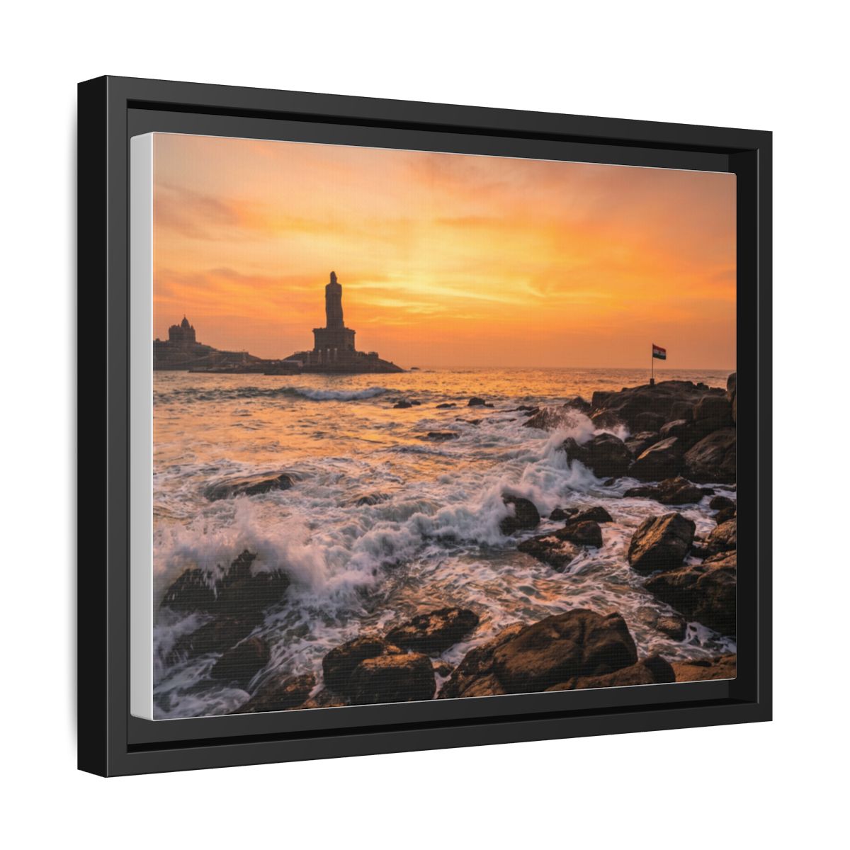 Framed Canvas - Golden Coast Dawn — Black / 1.25"