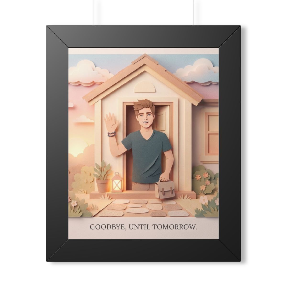 Framed Vertical Poster - Safe Journey Paper Cut Home Art —...