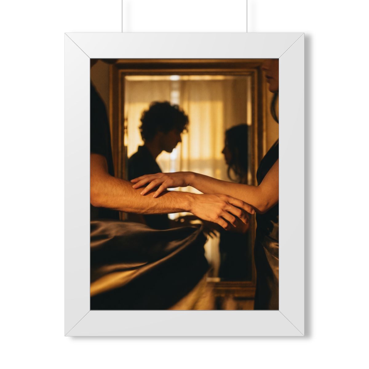 Framed Vertical Poster - Shadowed Silhouettes Romantic Art...
