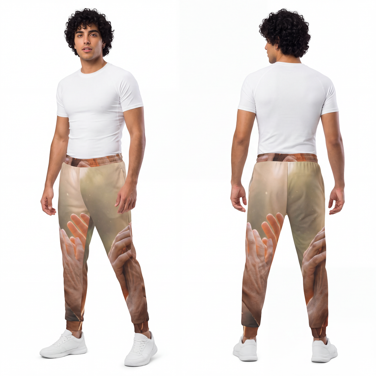 Men's Athletic Joggers - Golden Rays of Unity Wall Art |...