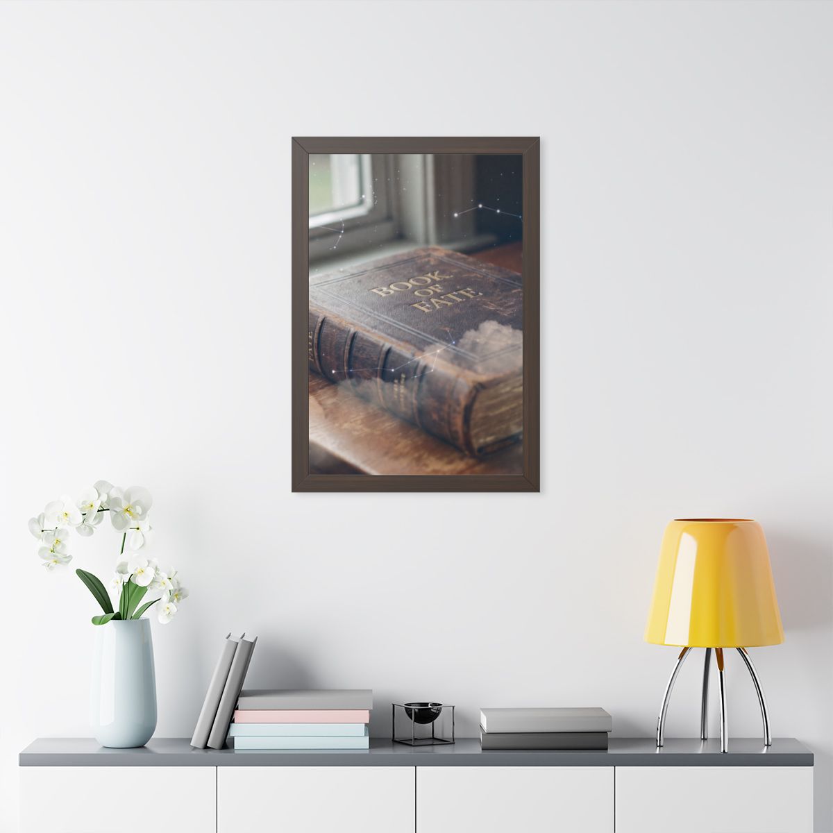 Framed Vertical Poster - Celestial Book of Fate Mystical Art...