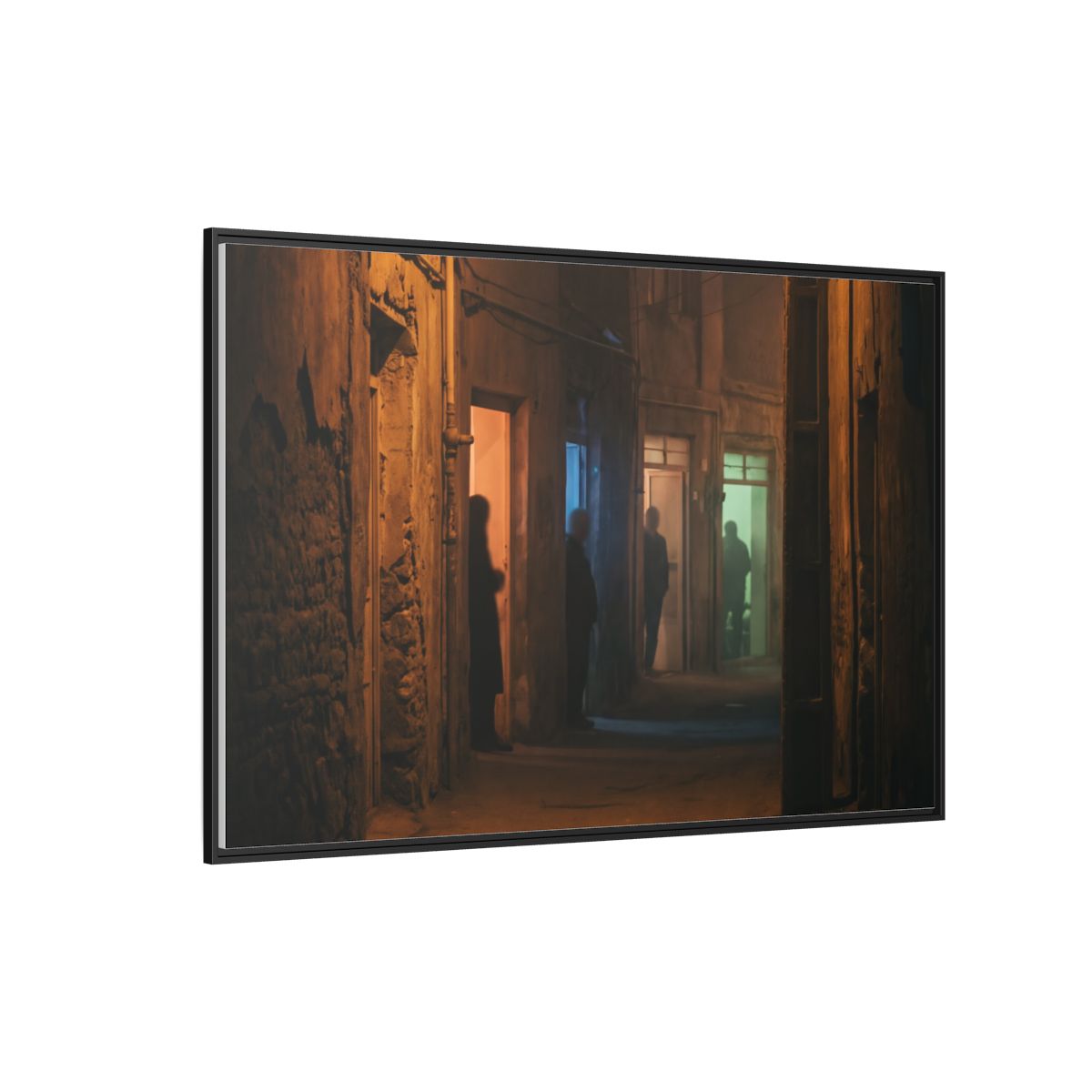 Matte Canvas, Framed - Shadowed Alleyway Mystery Art Print (10×8, 12×9, 14×11, 16×12, 20×10, 18×12, 20×16, 24×16, 24×18, 36×12, 24×20, 32×16, 30×20, 30×24, 32×24, 48×16, 36×24, 48×24, 40×30, 60×20, 48×32, 60×30 & 60×40)
