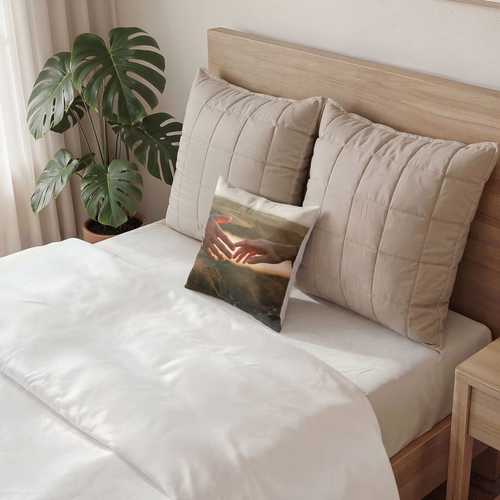 Poly Velvet Pillow - The Infinite Touch | Ethereal Coastal...